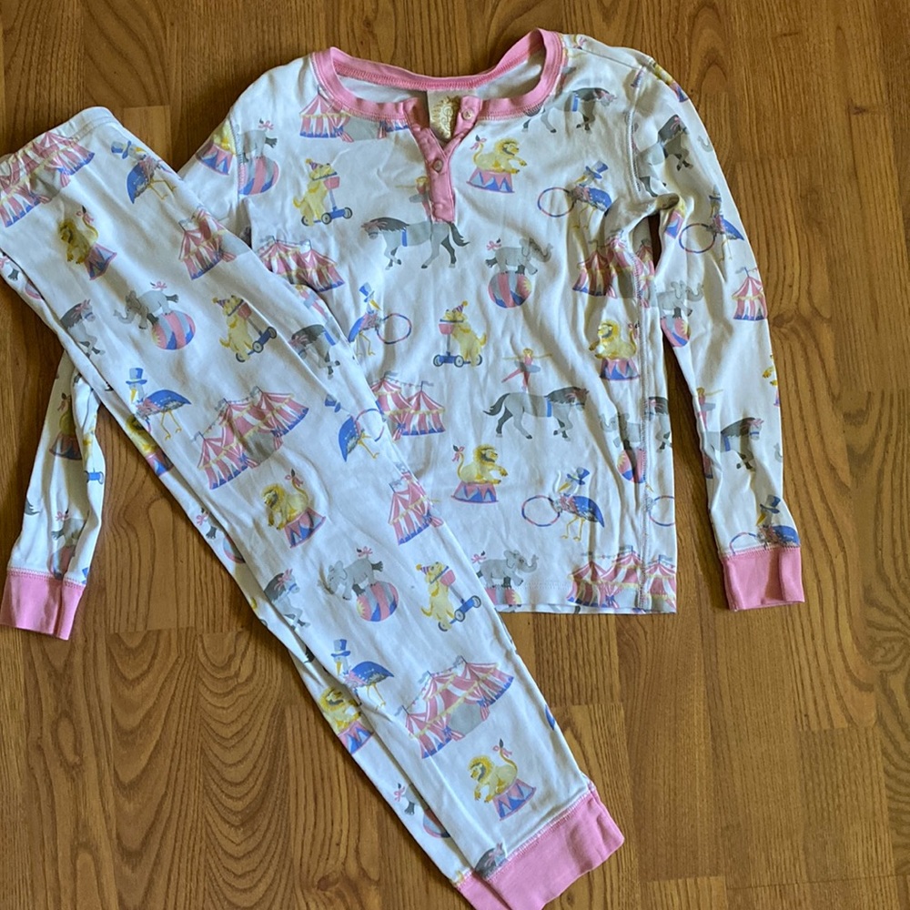 The Beaufort Bonnet Company Kids White Pajama Set with Pink Trim